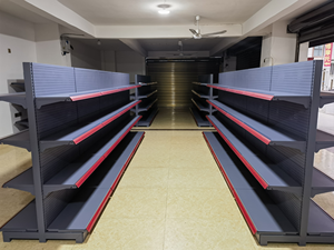 Großhandel benutzer definierte Farbe Größe Doppel 4 Schichten Stahl regale für Einzelhandel geschäft Supermarkt Regale - Product Image 3