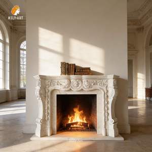 MILY - Marco <span class=keywords><strong>de</strong></span> <span class=keywords><strong>Chimenea</strong></span> <span class=keywords><strong>de</strong></span> Mármol Blanco Natural, Estilo Francés, Tallado a Mano, en Venta - Product Image 4