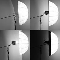 AMBITFUL Diffuseur Parabolique Profond en Tissu 105cm 130cm 160cm Noir Argent Blanc Réflecteur Accessoires de Studio Photo