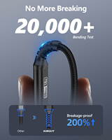 Câble de données USB C SUNGUY 18W, câble de charge rapide tressé en nylon, câble d'alimentation USB, pour téléphone portable, ordinateur portable et utilisation en voiture