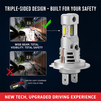 Ampoule de phare LED personnalisée PG H4 H7 H8 avec brevet exclusif, éclairage trois côtés et design compact pour un montage non destructif