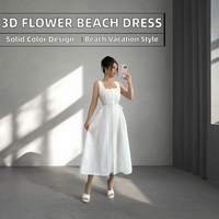 Vente directe usine – Nouvelle robe longue décontractée et élégante avec broderie florale 3D, couleur unie, idéale pour la plage au printemps et en automne