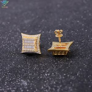 Pendientes de Diamantes de Imitación Populares en Oferta, Plata de Ley 925, Chapados en Oro de 18k, Pendientes de Botón, Pendientes de Moissanita Baguette - Product Image 5