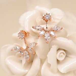 Korean Style Back-<b>Hook</b> Zircon <b>Earrings</b> CZ Copper Jewelry Shiny Cubic Zirconia Stud <b>Earrings</b> for Women Wholesale Factory Jewelry - Product Image 5
