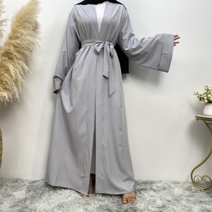 1763# Popular Soft Loose Sleeves Simple Solid Color With Pockets Casual Daily Women Open <b>Abaya</b> - Product Image 3