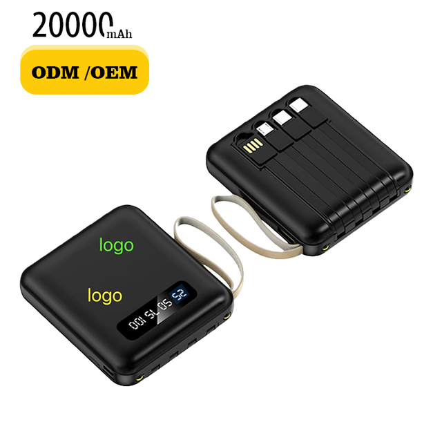 ODM/OEM Wholesale Price With Inbuilt Cable Mini Power Bank 20000mah Portable Charger Custom Logo 20000mAh Power Bank