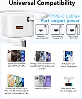 Chargeur rapide GaN 65W USB Type-C double port avec câble rétractable pliable QC 3.0 5V/1A Protection OTP OVP