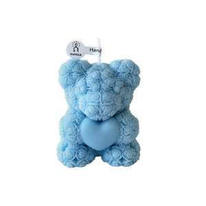 Candela Aromaterapica Artigianale a Forma di Orso con Rose, Decorazione Creativa per Interni, Regalo per San Valentino, Ornamento in Cera di Soia - Product Image 5