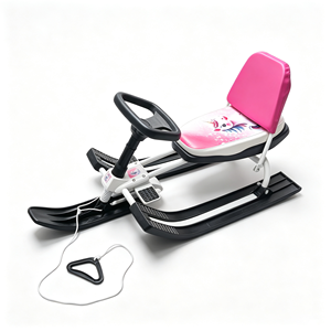 <span class=keywords><strong>Luge</strong></span> à neige directionnable pour enfants avec volant, siège rembourré et corde de traction – Idéale pour les activités hivernales en plein air et les descentes en ski - Product Image 5