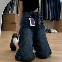 Pantalones vaqueros rectos retro americanos para mujer, novedad de verano, talla grande, para figuras tipo pera, holgados y de pierna ancha