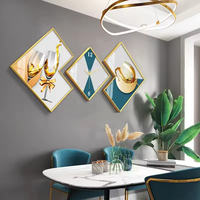 Tableau abstrait en porcelaine cristalline avec horloge, cadre luxueux et atmosphérique, décoration murale pour salle à manger, décoration intérieure.