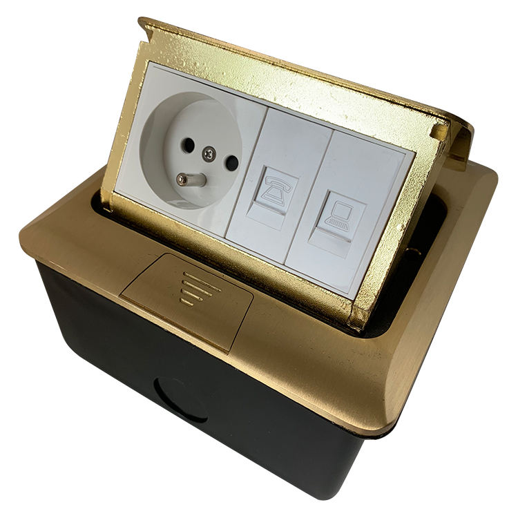French EU Standard 16 a Golden Socket Internet Telephone Box Floor Plug Sockets