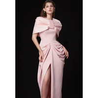 Robe de soirée pour femme, nouvelle collection 2025, design maxi floral, tissu écologique de luxe, col à volants, silhouette fourreau rose, sur mesure