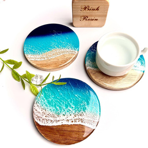 Aimant de réfrigérateur personnalisé en résine et bois, gravé, motif vague marine, fait main, souvenir de <span class=keywords><strong>vacances</strong></span> à la plage, cadeau de mariage - Product Image 5