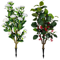 UV-beständige Kunststoff-Pflanze in Grün, Künstliche Realistische Rosen-Topiary-Kugelbäume für Innen und Außen, Hochzeitsdekoration