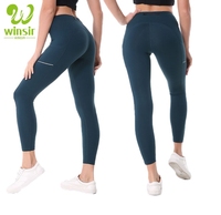 ไนลอน Spandex Supplex แถบสะท้อนแสงฟิตเนสออกกำลังกายสำหรับสตรีสูงเอวกางเกงโยคะพร้อมกระเป๋าซิปด้านหลัง
