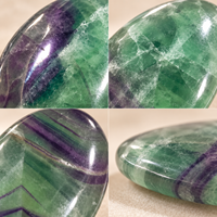 Pierre de palmier en fluorite tricolore polie de 5-6 cm, cristal vert et violet, pierre de méditation pour la décoration, les cadeaux et la collection