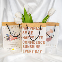Sacs fourre-tout promotionnels en carton blanc recyclable et durable, imprimés avec un motif floral personnalisé, pour le stockage des aliments, pliables, pour cadeaux