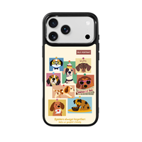 Coque de téléphone AG Feeling Black Edge avec motif chien doré pour iPhone 17, 17 Pro Max, 16 Pro, 15 – Coque magnétique
