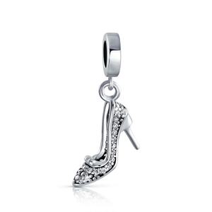 Bijoux fins pour femmes en argent sterling 925 personnalisé Chaussures à talon haut en cristal Stiletto Dangle Charms - Product Image 1
