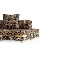 Canapé en cuir de luxe italien à imprimé léopard en forme de U, canapé moderne créatif de haute qualité