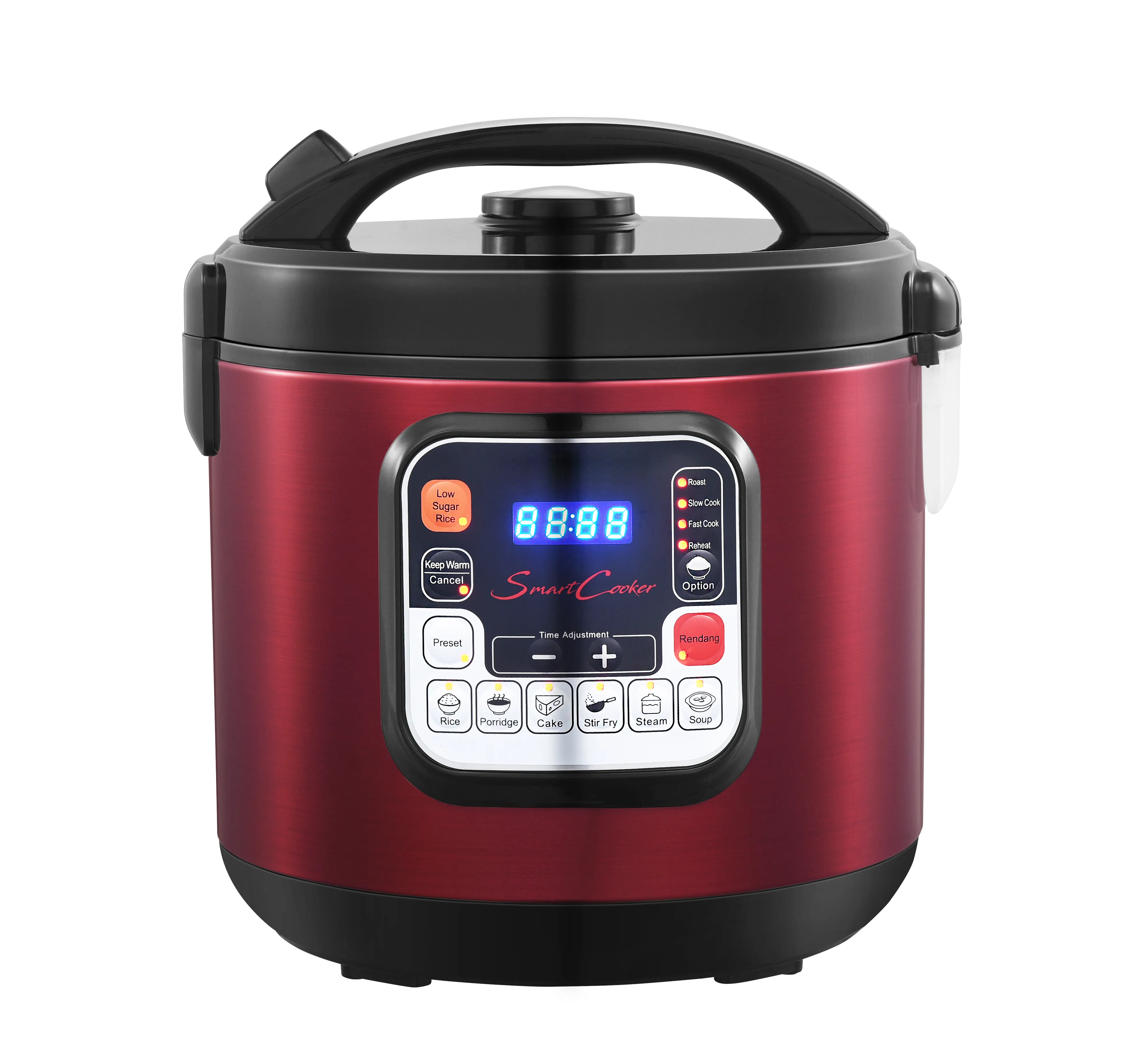 M9 6LPTFE電気炊飯器インテリジェント家庭用電気炊飯器ステンレス鋼プラスチック赤い正方形グア花900