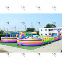 Nouveau parc d'obstacles gonflable interactif 2026 – Château gonflable personnalisé pour course d'obstacles, idéal pour les entreprises de location