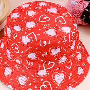 Saint Valentin Coeurs Forme Seau Chapeau Romantique Couple En Plein Air Voyage Pêcheur Soleil Cap Femmes/Hommes Costume Accessoire - Product Image 4