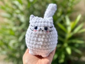 Animales <span class=keywords><strong>de</strong></span> Peluche Tejidos a Crochet para Bebés, Gato <span class=keywords><strong>de</strong></span> Peluche Suave y Regordete, <span class=keywords><strong>Juguete</strong></span> <span class=keywords><strong>de</strong></span> Gato Tejido con Hilo <span class=keywords><strong>de</strong></span> Chenilla - Product Image 2