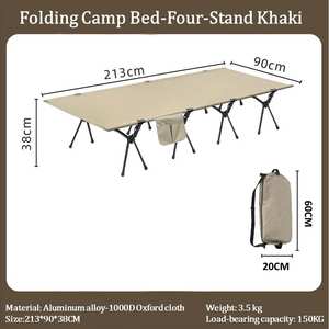 Lit de camping en plein air à cadre stable et durable pliable en métal moderne pour les voyages, les aventures et la randonnée. - Product Image 6