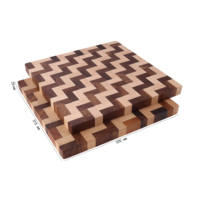Ensemble de planches à découper carrées en bois d'érable et de noyer noir avec bordure apparente - Écologiques, durables, anti-odeurs, pour la cuisine domestique