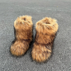 Haute qualité femmes luxe fourrure court fausse fourrure de renard hiver neige bottes en peluche chaud plate-forme chaussures anti-dérapant pour l'extérieur - Product Image 1