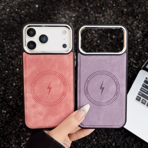 Funda de Cuero Plateada de Alta Calidad con Anillo Magnético para iPhone 17 Pro Max 16 15 14 13 12 11 Xsmax - Product Image 4