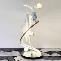Lampes sur pied en résine au design élégant de sculpture, avec LED, pour la décoration de hall d'hôtel et de salle d'exposition