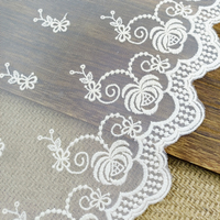 Dentelle en tulle de nylon brodée de papillons vifs de 20,0 cm, maille douce pour la décoration textile de la maison