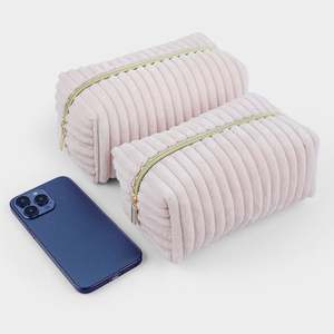 Sac de toilette de haute qualité pour femmes, sac de beauté de voyage, trousse de maquillage en peluche avec fermeture éclair, pochette de rangement, sacs de cosmétiques en velours côtelé - Product Image 1