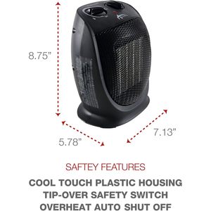 Alera Chauffage Céramique 1 500 W à Chauffage Rapide Noir Prise EU & UK pour Bureau, Maison et Jardin Certifié GS - Product Image 4