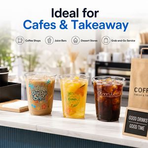 Gobelets en plastique de qualité alimentaire de 12 oz, jetables, transparents, en PET, pour boissons froides, avec couvercles, pour pouding, mousse, dessert, fête, restauration, entreprise - Product Image 2
