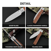 Couteau de poche EDC en acier inoxydable de haute qualité, manche en bois, couteau pliant, bricolage, industrie, camping en plein air, chasse, survie, OEM