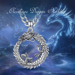 Merryshine 2025 925 perak murni vegvissir Norse Viking perhiasan Gotik kalung halus liontin kepala naga - Product Image 4