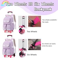 Tas Ransel Anak Model Rolling Fashion Grosir, Tas Sekolah Beroda Lepas Pasang untuk Anak Perempuan dan Wanita, Tas Sekolah Trolley Laptop Cantik