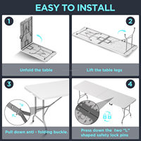 Table de salle à manger portable robuste en fer et plastique, multifonctionnelle, semi-pliable, réglable en hauteur, étanche, avec poignée de transport et verrou