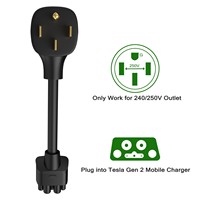 Cable de Extensión para Cargador de Vehículos Eléctricos Tesla NEMA 14-50 Gen 2, Conector Adaptador Nema 14-50 (14-50P 4 Pines Gen2 Pigtail-32Amp)