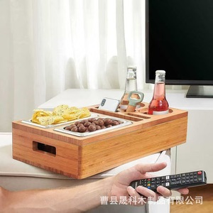 Bamboo Sofa Snack <b>Tray</b> Wooden Detachable 4-7 Compartments Rectangle Living Room <b>Storage</b> <b>Tray</b> For Drink Food - Product Image 1