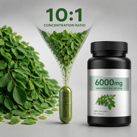 Prix de gros OEM Marque privée Complément alimentaire naturel 100% pur à base de plantes 300 gélules 6000mg Extrait de poudre de feuilles de Moringa en capsules pour adultes