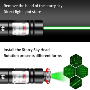 Bút chỉ laser công suất cao màu xanh lá cây đỏ, đèn báo laser tầm xa dùng cho đi bộ đường dài, sạc USB, đèn pin, bút laser - Product Image 2