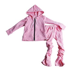 ชุดวอร์มเด็กชายและเด็กหญิง กางเกงขายาวแบบสแต็ค เสื้อฮู้ดผ้าฟลีซ ชุดแทรคสูท เสื้อผ้าเด็ก ชุดจ็อกเกอร์ ชุดกางเกงขายาวแบบสแต็คสำหรับเด็กผู้หญิงสำหรับฤดูหนาว - Product Image 3