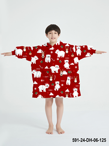 Manta usable de fábrica con capucha para niños, sudadera de franela Sherpa, manta con bolsillo <span class=keywords><strong>gigante</strong></span>, manta con capucha para niños con mangas - Product Image 5