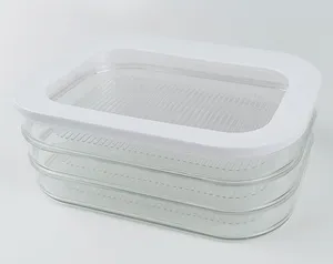 Kotak penyimpanan kulkas, kotak penyimpanan kulkas dapur transparan plastik beku dengan tutup kelas makanan