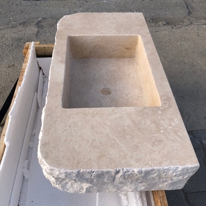 <span class=keywords><strong>Lavabo</strong></span> sur pied Newstar en travertin moderne, vasque en pierre naturelle, forme <span class=keywords><strong>rectangulaire</strong></span> arrondie, <span class=keywords><strong>lavabo</strong></span> rustique pour salle de bain - Product Image 6
